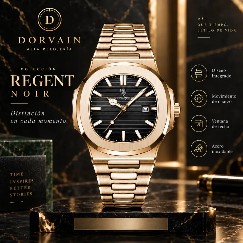 Dorvain Regent Noir · Negro — Detalles del dial