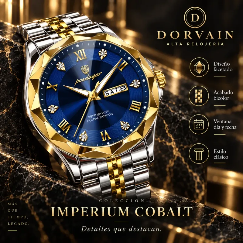 Dorvain Imperium Cobalt · Azul — Detalles del dial